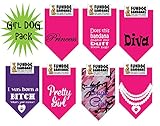 7 PACK BANDANAS - Girl Dog Pack, One Size Fits Most for Medium to Large Dogs