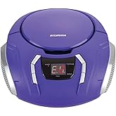 Proscan Elite Portable CD Boombox with AM/FM Radio, Auxiliary - Purple
