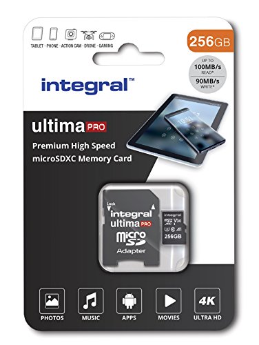 Integral 256GB micro SD card Premium 4K High Speed memory microSDXC Up to 100MB/s V30 UHS-I U3