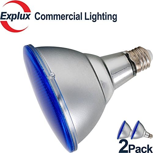 2-Pack Full-Glass BLUE Color Dimmable LED PAR38 LED Bulbs, 45,000 Hours, Indoor/Outdoor 12 Watts (90W Equivalent) LED PAR38 Light Bulbs, Flood Light, Blue (Pack of 2)