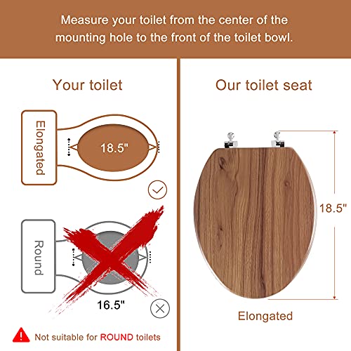 Elongated Toilet Seat Molded Wood Toilet Seat with Zinc Alloy Hinges