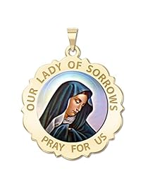 Nuestra Señora de los Dolores Medalla de festoneado Ronda Religiosa Color