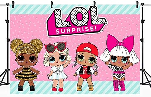 Snowpa Pink Doll Backdrop Blue Stripes Photography Background Black Girls Cartoon Cute 7x5ft Decoration Celebration Props Party Photo Shoot Backdrop Blush Vinyl Cloth