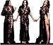 GMJF Women's Sexy Lace and Chiffon Babydoll Nightwear Long Gown Lingerie with Thong, Black, One Size
