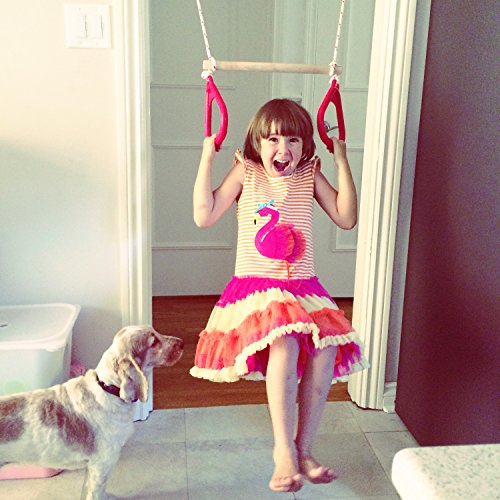 image for DreamGYM Indoor Swing - Trapeze Bar & Gymnastic Rings Combo and Rope S