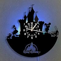 Mickey Mouse Vinyl Wall Clock LED 12"Vinyl Record, Home Decor Interior Artwork Birthday & Christmas Gift, Creative Hanging Night Lamp Clock 7 Light Color.(M&M A-6 with LED)