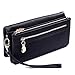 Augur Women's Matte Leather Wristlet Clutch Wallet with Wrist Strap Card Holder Evening (Black)