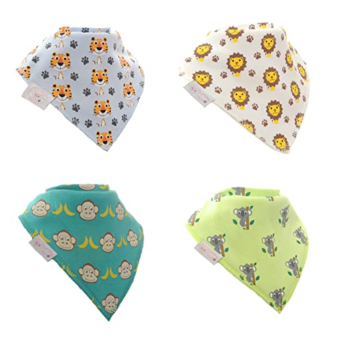 Ziggle - Bandana Dribble Bibs - Cotton Front Baby Bibs Newborn to 24 Months - Newborn Baby Gifts - Bibs for Comfortable Kids - Safari