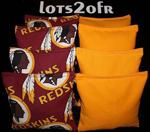 CORNHOLE BEAN BAGS w WASHINGTON REDSKINS fabric NEW!!