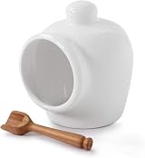 WM Bartleet & Sons 1750 Small Porcelain Salt Pot with Wooden Spoon 9cm view 1