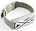 BSI Grey Leather Silver Metal Replacement Bracelet Wristband for Fitbit Flex