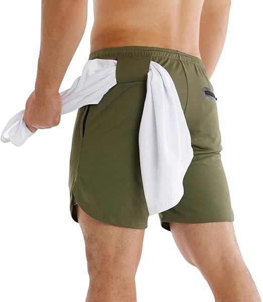 FUGUI Mens 2 in 1 Running Shorts Gym Training Quick Dry 7 Athletic