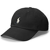 Ralph Lauren Mens Polo Sports Pony Logo Hat Cap (One Size, Black (White Pony))