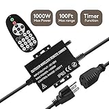 1000W Wireless RF Outdoor Dimmer Switch, Outdoor Dimmer,Remote Control Dimming Controller - 100FT Range Max /IP65 Waterproof/Dimming for LED String Lights with 8 Brightness Mode, Memory Function