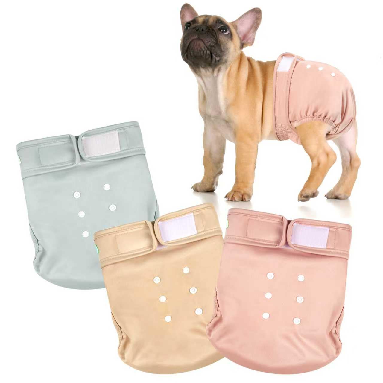 Photo 1 of wegreeco Frenchie Dog Diapers Female No Tail Hole, Washable Pet French Puppy Bulldog Diapers Female for Period Heat, Reusable Doggy Doggie Dog Diapers ?Small?
