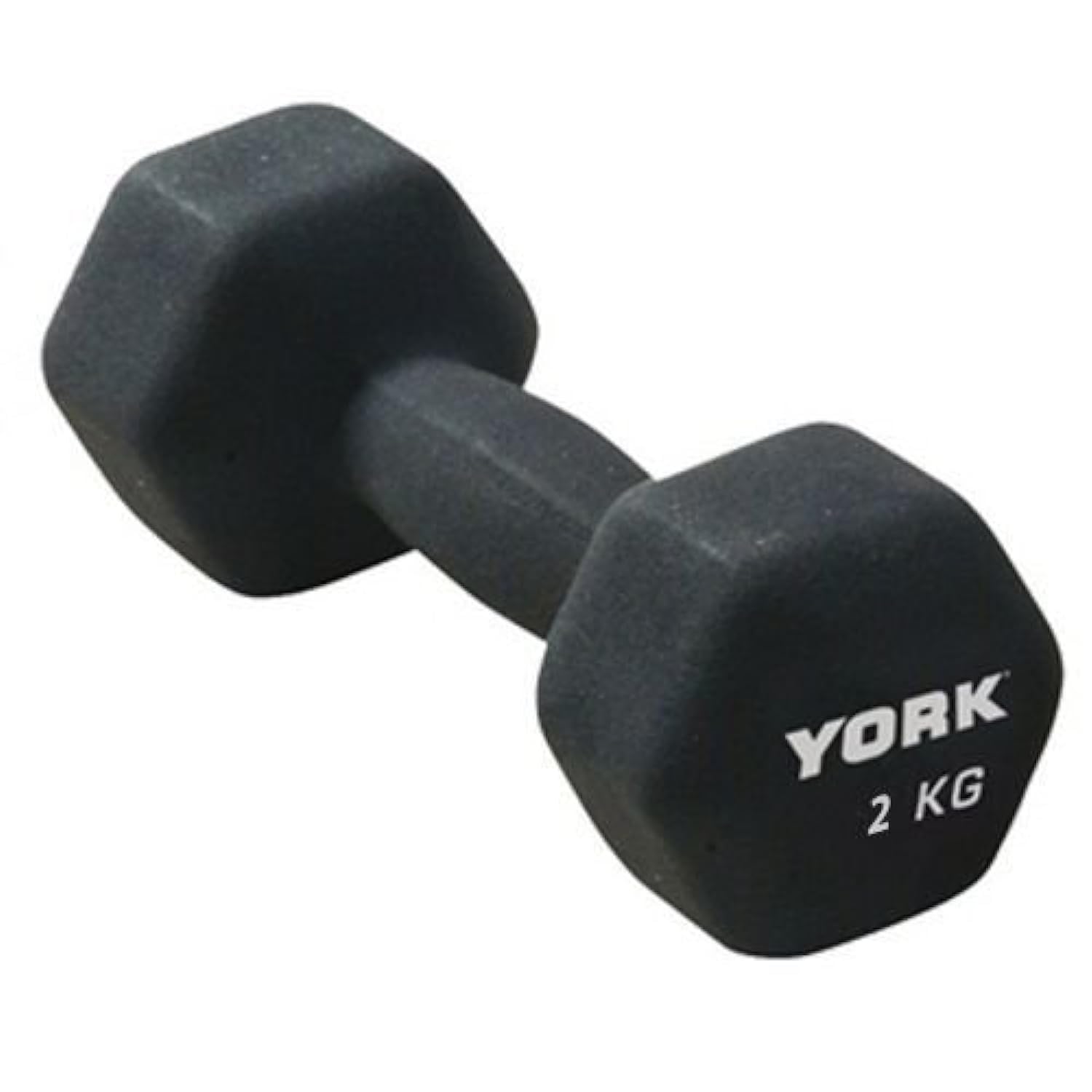 York Fitness Single Neoprene Hex coating Dumbbell, Black, 2KG