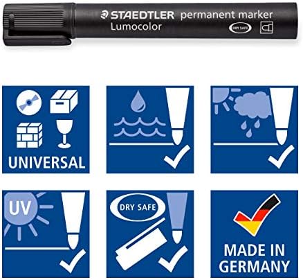 352 WP4-1 Arte Permanente Lumocolor. Caixa exclusiva STAEDTLER com 4 marcadores de tinta permanente com ponta redonda, cores variadas