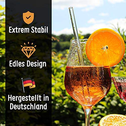SCHLÜRFLER® Glasstrohhalme - 6 x 20cm - Made in Germany + Reinigungsbürste - Glastrinkhalme Spülmaschinenfest - Glas… – Bild 3