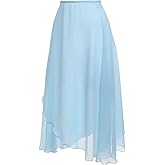 EASTBUDDY Ballet Skirt Women Sheer Long Dance Wrap Skirt for Adult Girls Chiffon Skirts with Adjustable Tie Waist
