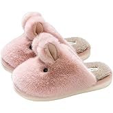 Obosoyo Bunny Slippers for Women Fuzzy Cute Animal Memory Foam Indoor House Slippers Easter Thanksgiving Christmas Slippers Gifts