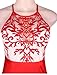 made2envy Embroidery Decorated Halter Neckline Evening Gown (M, Red) V1011MR
