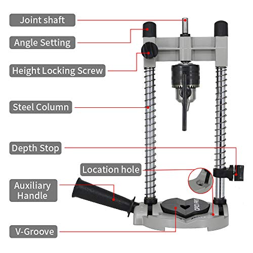 Drill Jig for Straight Holes Portable MultiAngle Drill Guide ower Drill Stand with Chuck for 1/