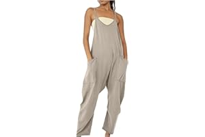 KICILVS Jumpsuits for Women Casual Summer Sleeveless Romper Loose Spaghetti Strap Baggy Overalls Jumpers with Pockets