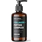DERMA CLINICALS Collagen Peptide Serum with Matrixyl 3000 + Argireline, Hyaluronic Acid Serum, Anti-Aging Collagen Face Serum, Firming and Plumping, Anti-Wrinkle Serum for face - 4oz