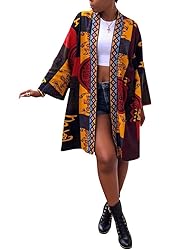 OLUOLIN Women's Long Sleeve Trench Coats African