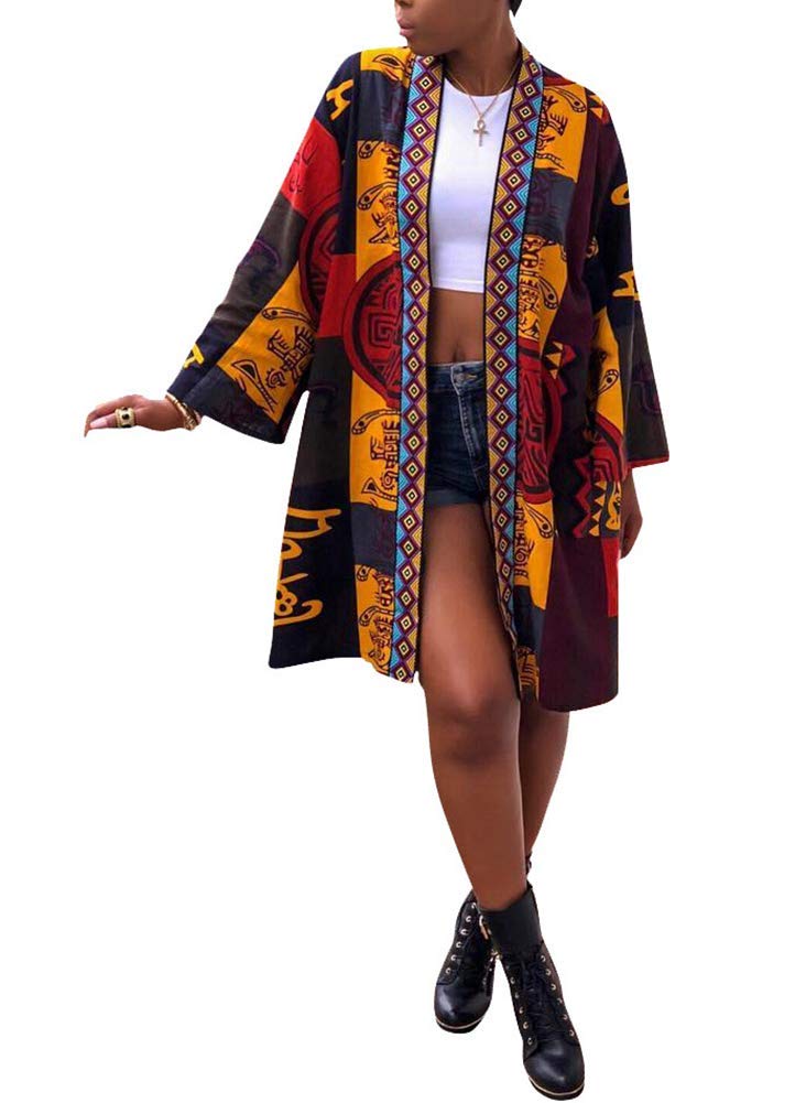OLUOLIN Women's Long Sleeve Trench Coats African