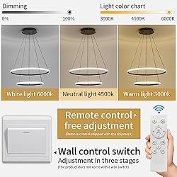 Dimmable LED Pendant Light for Dining Room, 2 Ring