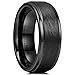 King Will Classic 8mm Tungsten Carbide Ring Black Brushed Two Grooved Center Mens Wedding Band