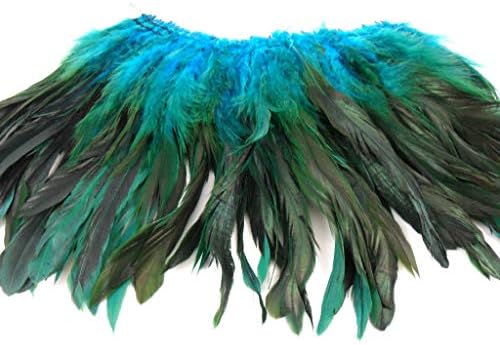 100+ Turquoise Teal Blue Half Bronze Rooster SCHLAPPEN Feather 5"-7"L for DIY Craft, Wedding Home Party Decorations