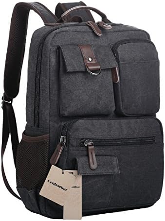 Genbagbar Mens Vintage Canvas Laptop Backpack School Backpack College Bookbag (Black [78])