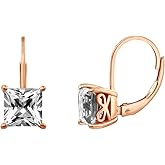 Amazon Essentials Sterling Silver Princess Cut Leverback Drop Earrings made with Infinite Elements Cubic Zirconia