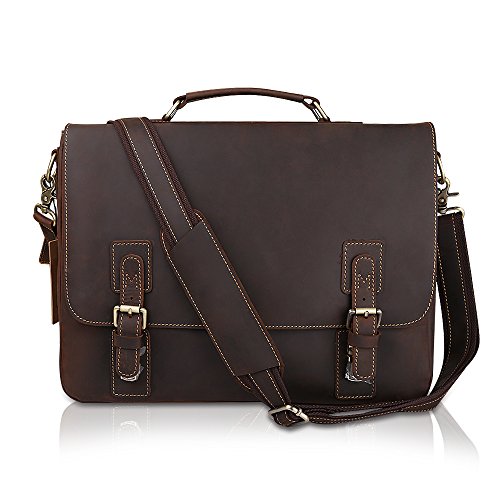 Kattee vintage genuine cow leather briefcase messenger …