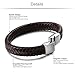 Jstyle Braided Leather Bracelets for Men Bangle Bracelets Fashion Staniless Steel Clasp Brown 21.5Inch