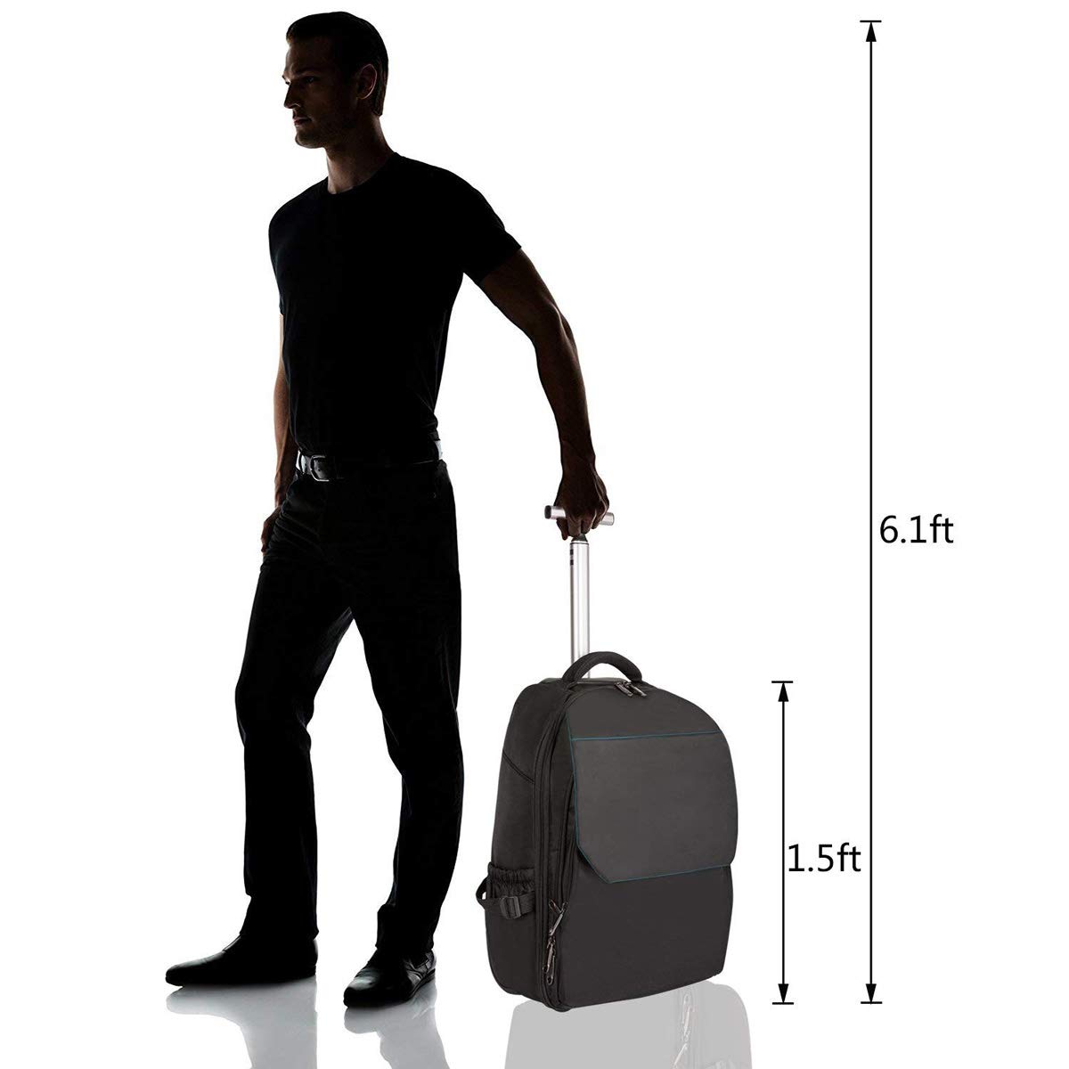 Trolley Porta Pc Informatica Xhhwzb Leggero Viaggio Daffari Con Ruote Rolling Laptop Pc Tablet Computer Trolley Zaino Valigia Bagaglio A Mano Cabina Approvato Bag Case Organizer Con Vano Per La Notte Nero