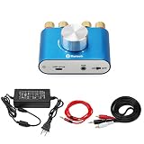 DROK Dual Channel Bluetooth Amp Board, Bluetooth Amplifier,50W+50W Bluetooth Speaker Stereo Audio Amplifier Receiver Home, DC12V/24V Wireless Ampli Module with DC12V 5A US-type Power supply Adapter