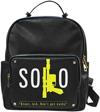 Genuine Taiga Leather College Backpack Casual Daypacks with Star Wars Han Solo Don't Get Cocky Print