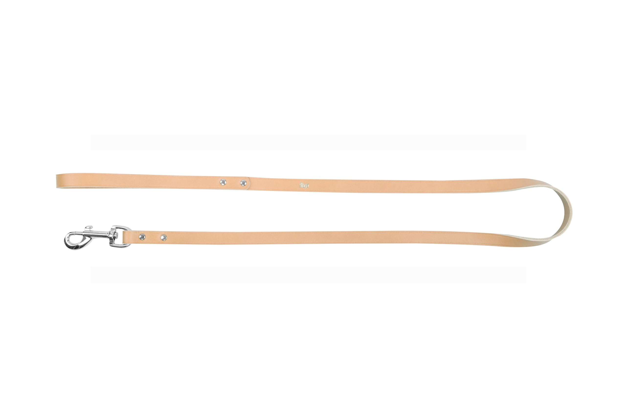 DINGO Genuine Leather Dog Leash, Handmade Lanyard, Strong, Riveted, 120 cm Long for Dog Walks, Daily Use, Natural Colour, 2 cm Thin (10013)