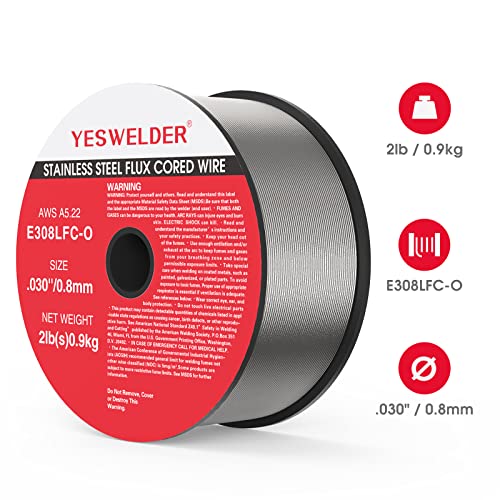 YESWELDER Stainless Steel Flux Cored Wire E308LFCO .030Diameter, 2