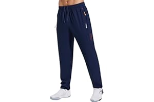 Gaiatiger Sweatpants for Men Quick Dry Track Jogging Bottom Casual Running Pants with Zipper Pockets and Elastic Waistband