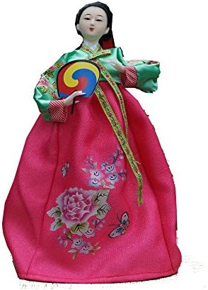 Ancient Korea Ethnic Hanbok Court dress Girl Figurine Doll Handmade Beauty-40