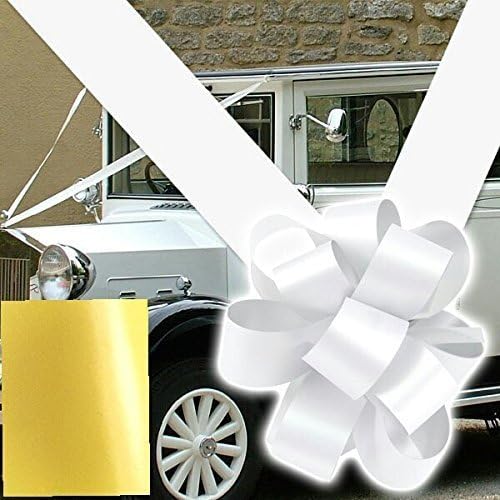 Wedding OR Prom CAR Decoration 3 Large Bows and 8M Ribbon (Lemon Yellow)