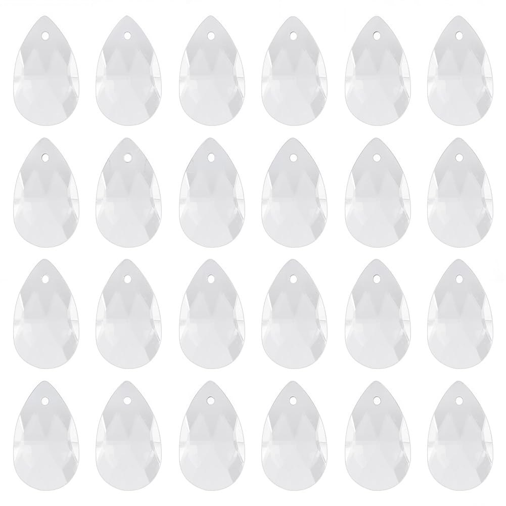 SOFPLATE 1 Box 40pcs Clear Faceted Teardrop Beads Glass Teardrop Crystal Beads Transparent Pear Water Drop Shaped Czech Loose Birthstone Bead for jewellery Making Women Graduation Home Decor Diy Craft