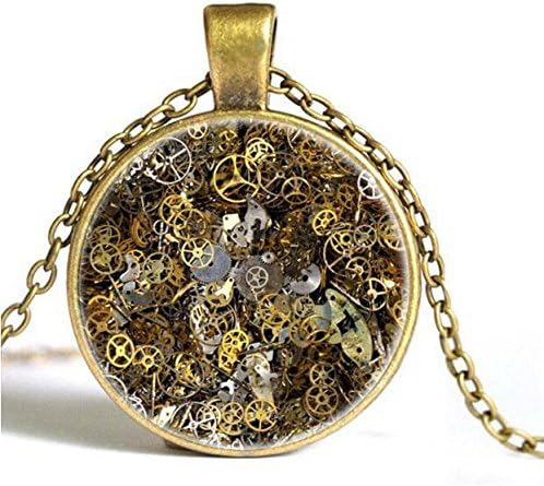Steampunk Necklace. Resin necklace filled with layers of real watch parts. Cogs and gears. Clockwork necklace. Upcycled jewellery. (1)