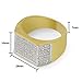 JINAO 18k Gold Plated Hip Hop Iced Out Square Bling Ring Cubic Zirconia Statement Wedding Band Ring for Women Men