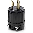 Leviton 30 Amp, 250 Volt, NEMA L6-30P, 2P, 3W, Locking Plug, Industrial Grade, Grounding, 2621-B, Black