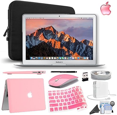 Apple MacBook Air 13.3″ 256GB SSD Notebook Laptop [Mid-2017 - Newest Version] Gift Bundle with Fitted Case, Pink Protective Shell, Pink Keyboard Skin, Pink Wireless Mouse &amp; eDigitalUSA Maintenance Kit